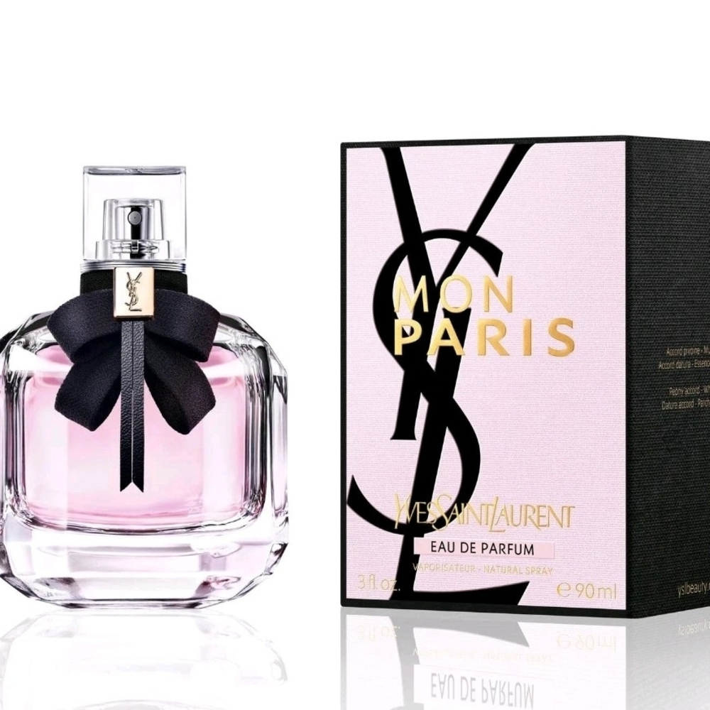 Yves Saint Laurent Mon Paris Pink  with Black Bow 3 Oz 90ml New In Box